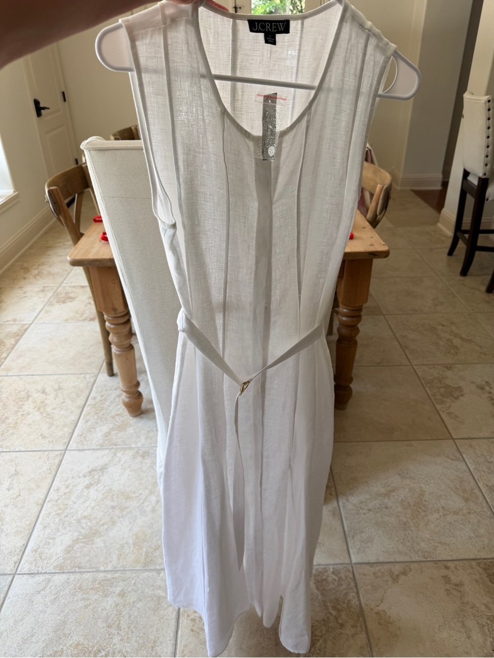 J Crew Women's Sleeveless linen White Maxi Dress